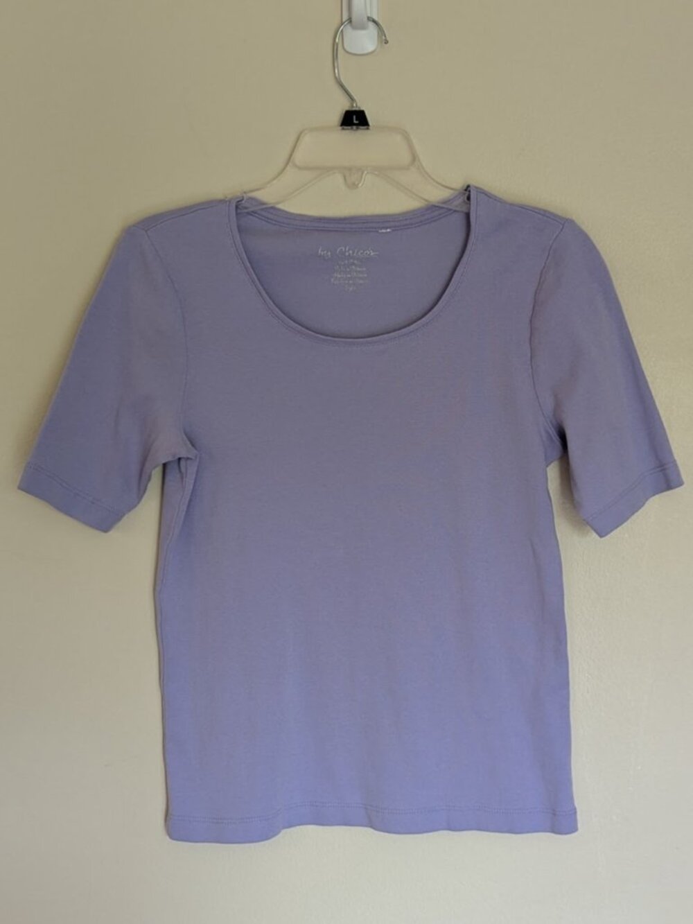 By Chicos Cotton Lilac / Purple T-Shirt Short Sleeve Scoop Neck | Large (2)